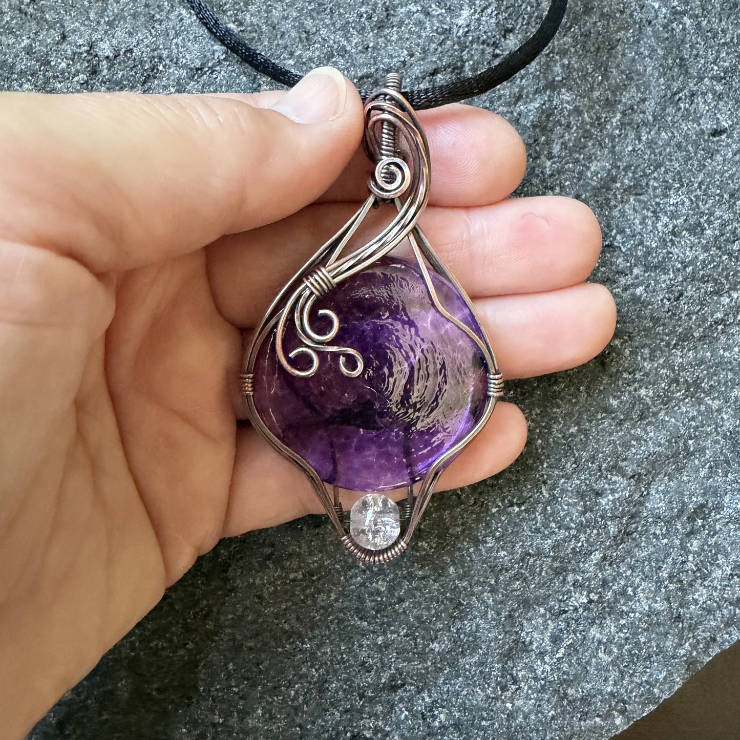 Glass Antiqued Copper Pendant — Piece No. P018
