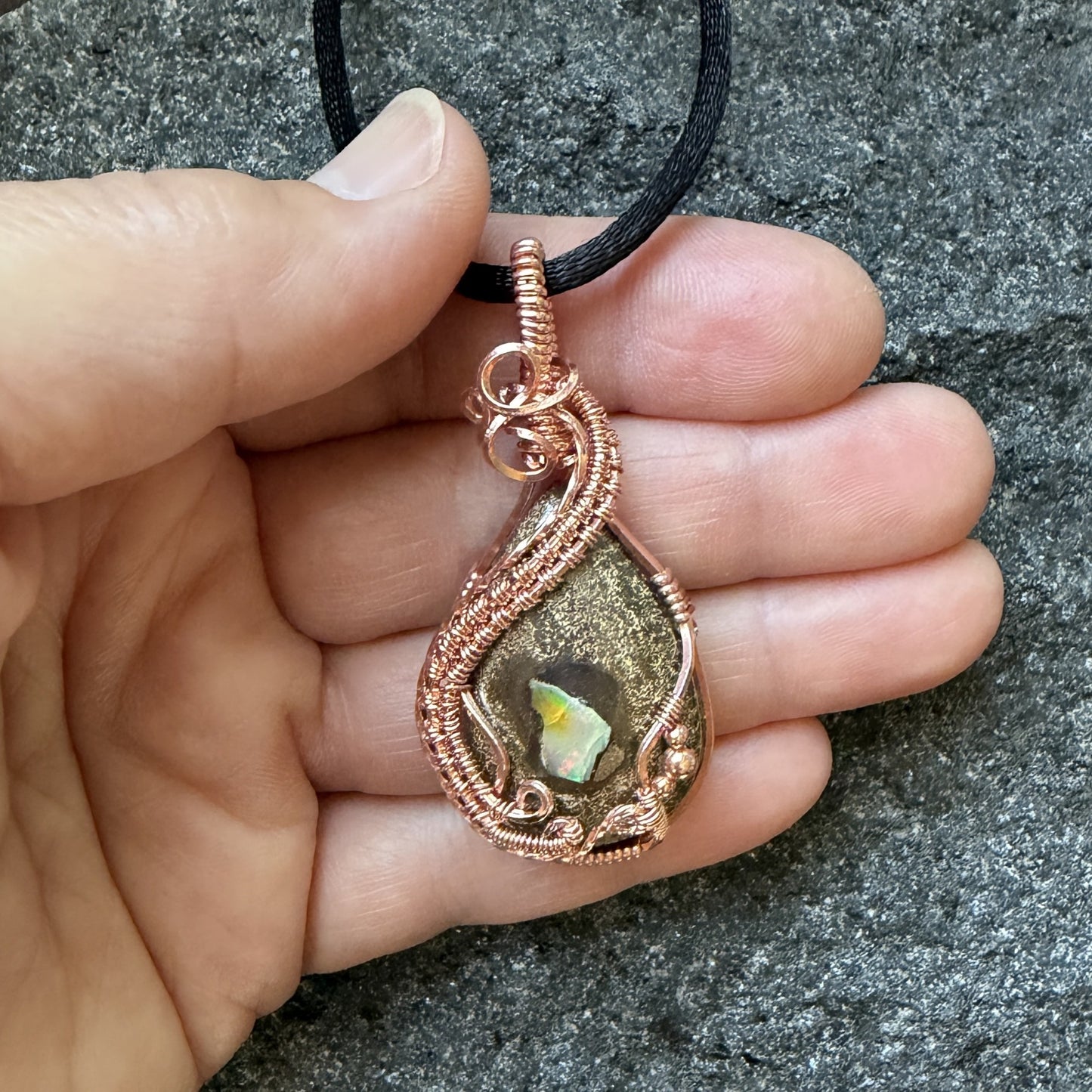 Boulder Opal Copper Pendant — Piece No. P021