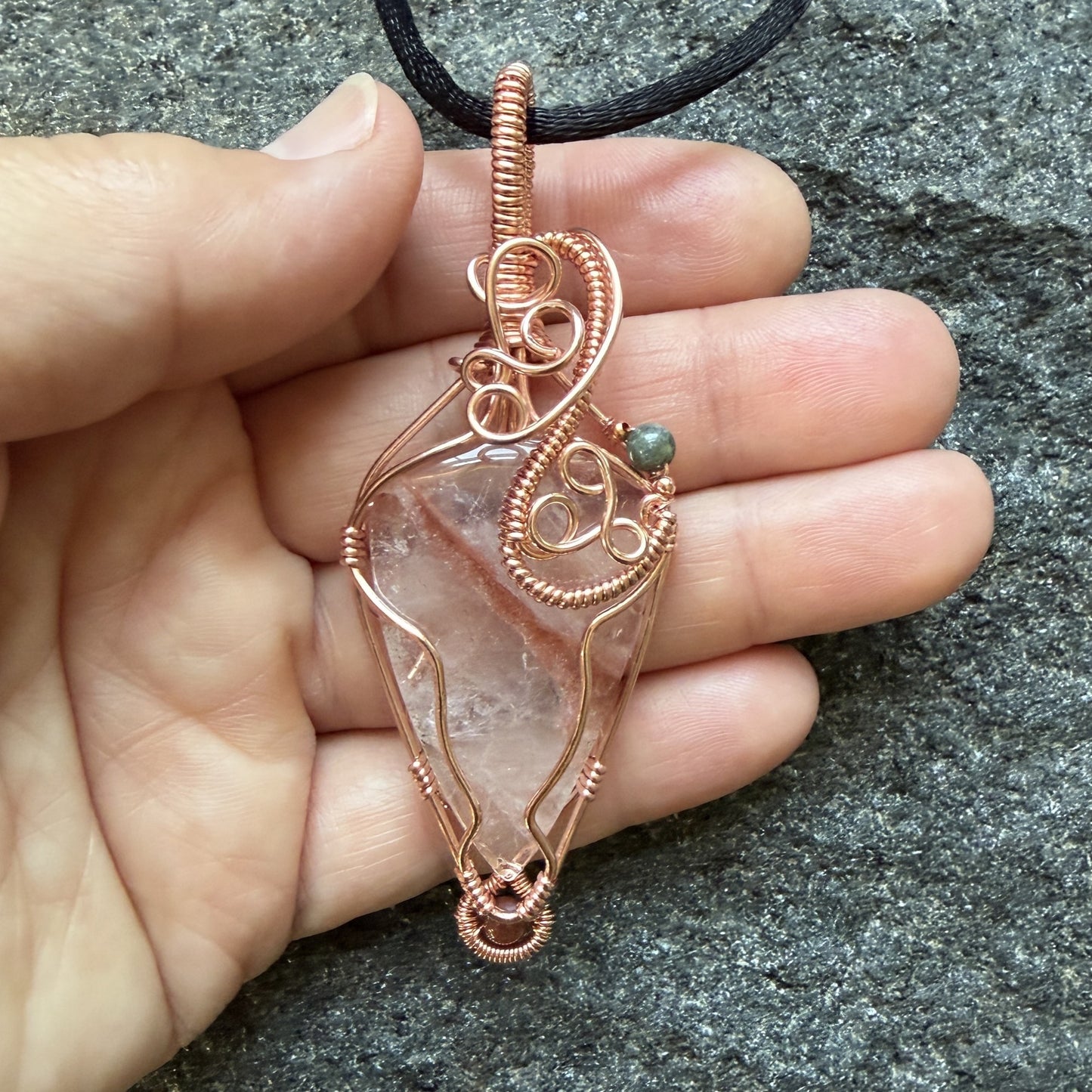 Iodolite Quartz Copper Pendant — Piece No. P026