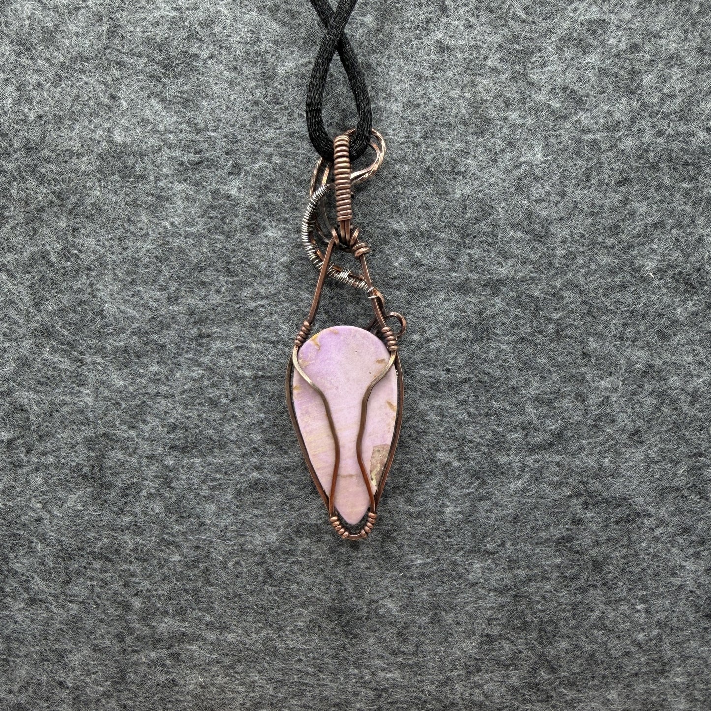 Pink Opal Antiqued Copper Pendant — Piece No. P002