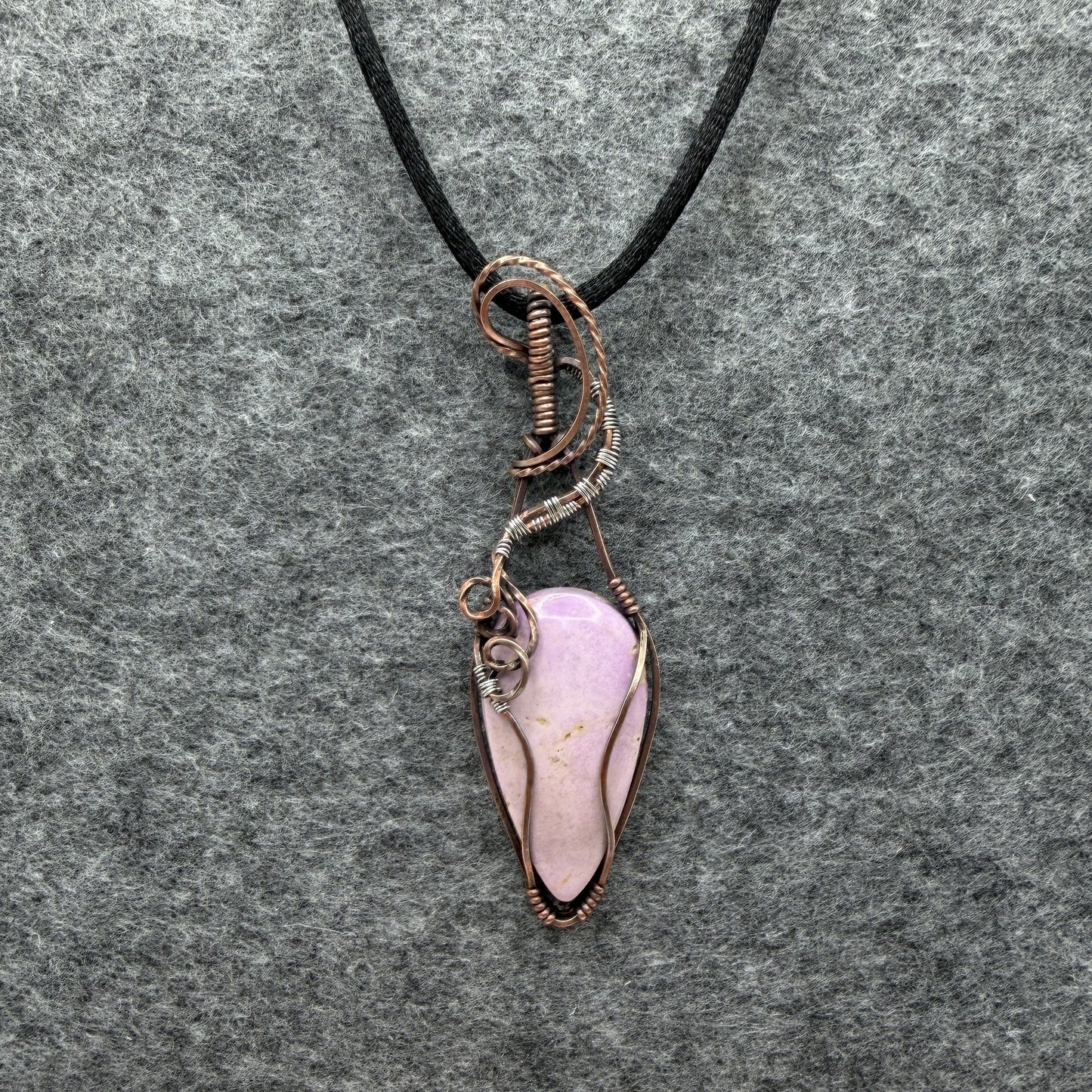 Pink Opal Antiqued Copper Pendant — Piece No. P002