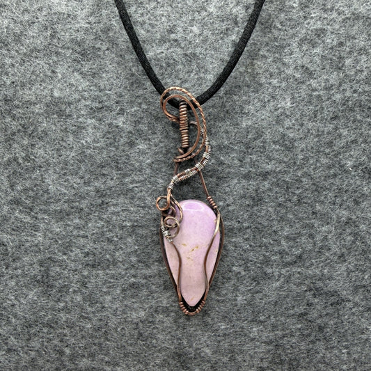 Pink Opal Antiqued Copper Pendant — Piece No. P002