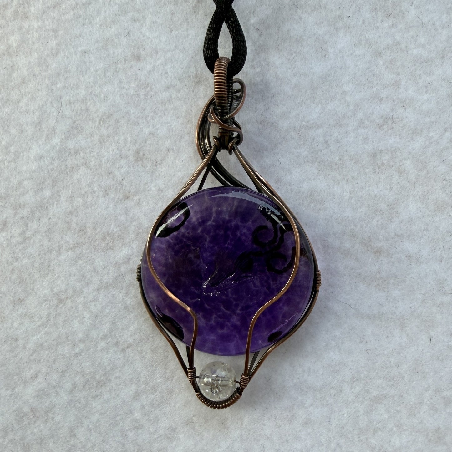 Glass Antiqued Copper Pendant — Piece No. P018