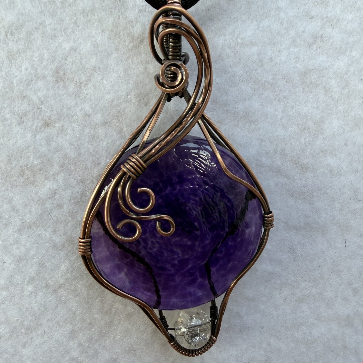 Glass Antiqued Copper Pendant — Piece No. P018