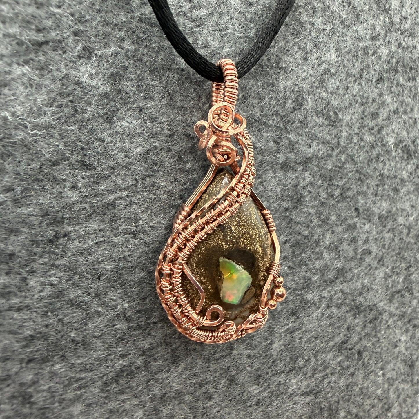 Boulder Opal Copper Pendant — Piece No. P021